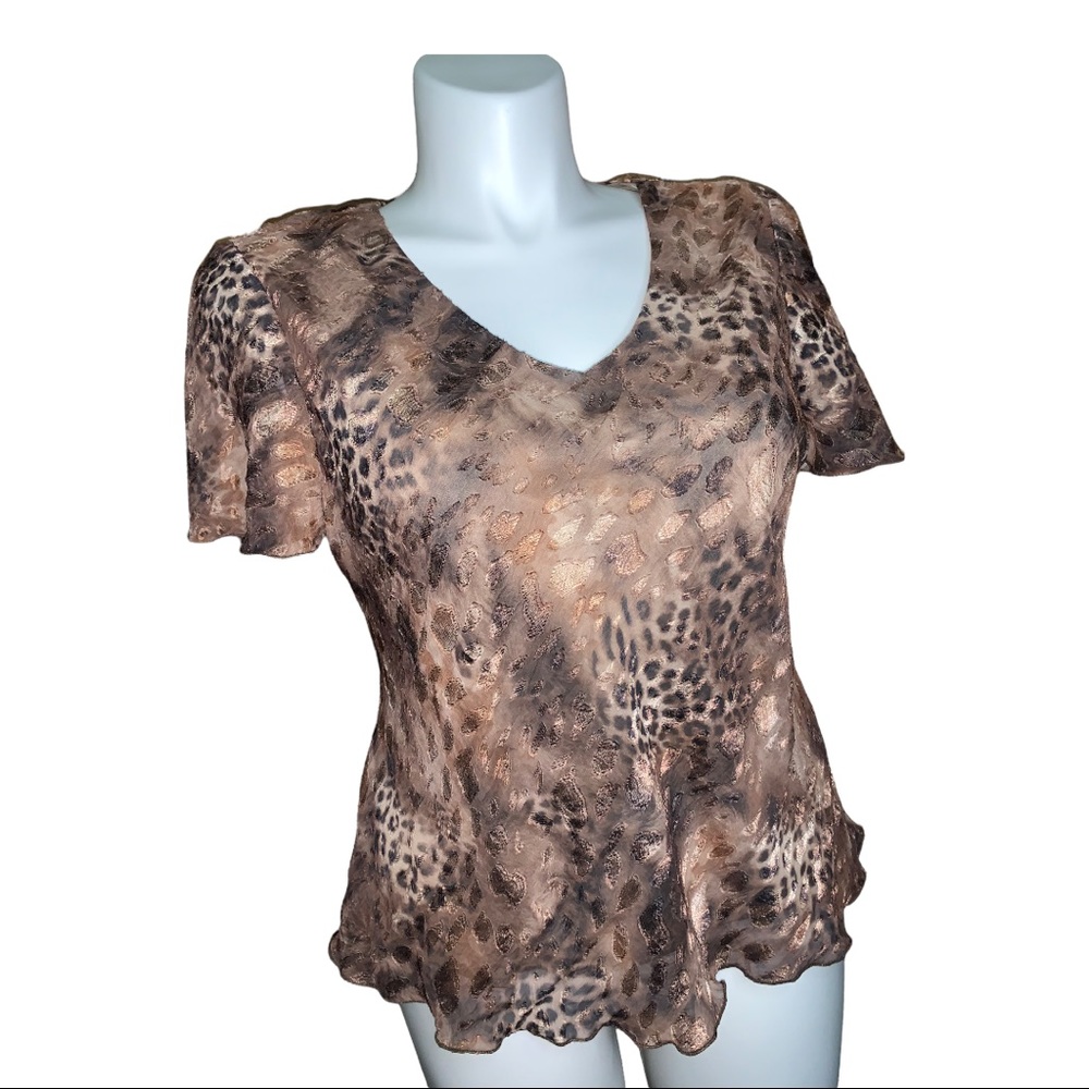 R&M Richards Leopard Print Blouse, Size M/ L